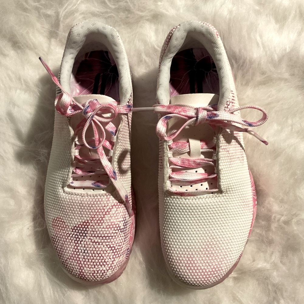 NoBull Project Women's Pink and White floral Sneakers